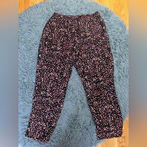 Vintage Anne Klein Black Multicolor Polka Dot Silk Ramie Pants Size 10